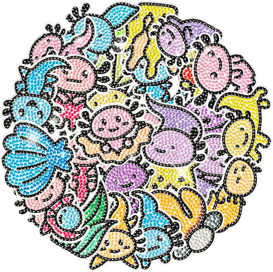 ANGOLIO Axolotl Diamond Art Sticker - 30Pcs DIY Creative Diamond Art Craft Sticker Cute Axolotl Stickers Diamond Dots Mosaic Kits for Kids Adult Classroom School Birthday Gift Handmade Activity