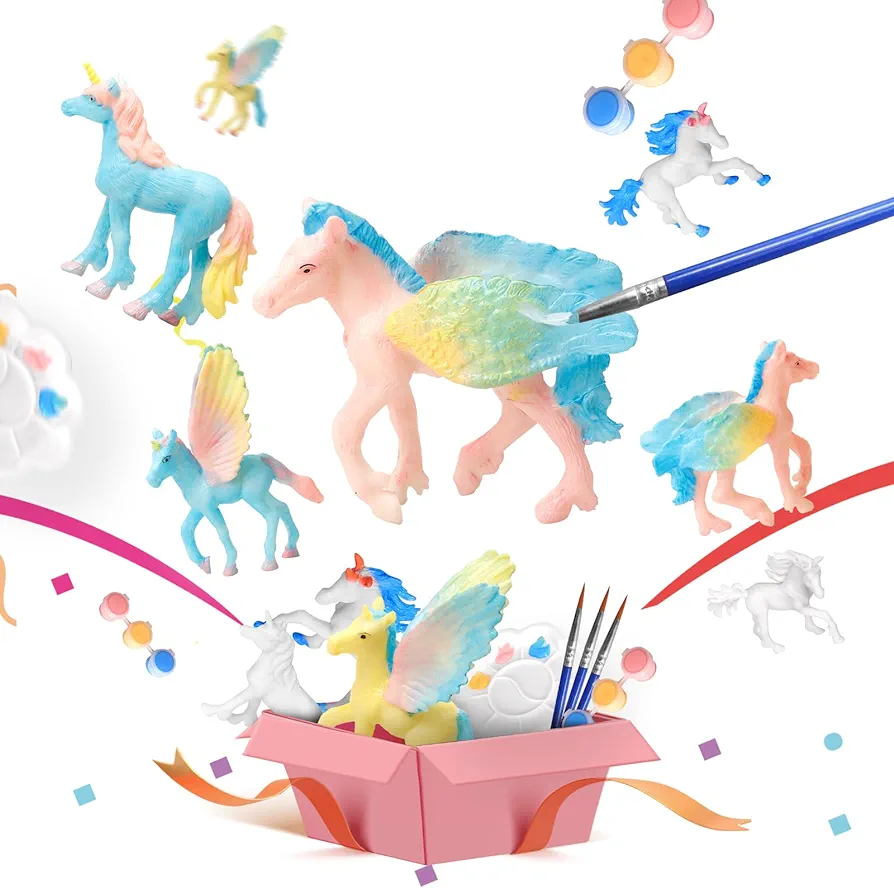whatstem Unicorns Painting Kit Pack 8 for Girls Unicorn Party Favors, Birthday Party Favors, Art & Crafts Activity, Great for Easter Basket Stuffers