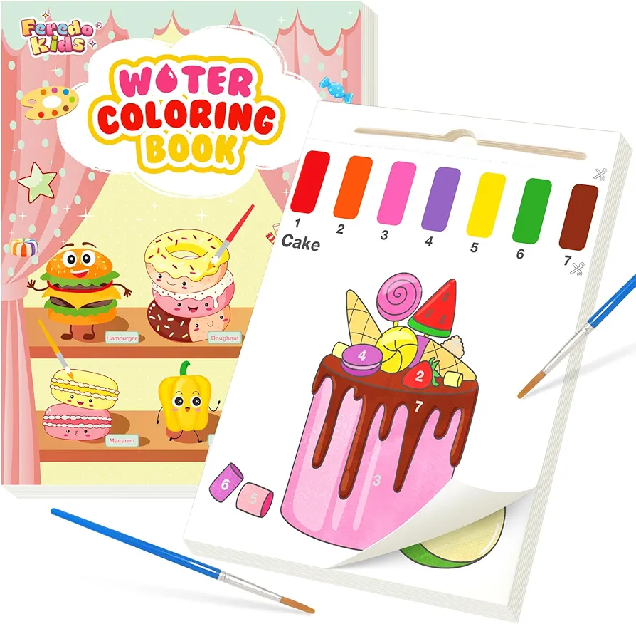Paint with Water Coloring Book for Toddlers - Mess Free Watercolor Painting Activity Kit - Arts & Crafts for 3 4 5 6 Years Old - Paper Drawing Travel Book, Christmas Gift Party Toys
