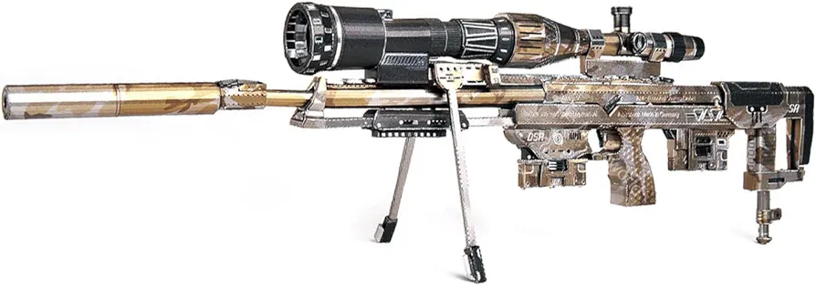 Microworld 3D Metal Puzzle, Mechanical Sniper Rifle Metal Model Kits, Brain Teaser DIY Challenge 3D Puzzle for Adult Art Craft