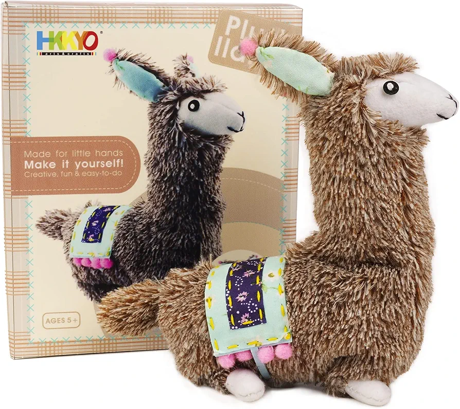 HKKYO Sewing Kits for Kids 8-12, Arts and Crafts for Kids Ages 8-12, Llama Sewing Kit for Kids, Make Your Own Stuffed Animal Kit, Alpaca Craft Sewing Kit, DIY Plush Craft Supplies