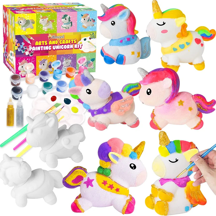 KMUYSL Unicorn Painting Kit, Arts and Crafts for Kids Ages 4-8+, Art Supplies with 8 Unicorn Figurines, Kids Toy Birthday Gifts for Boys Girls 3-5, 6-8 Years Old