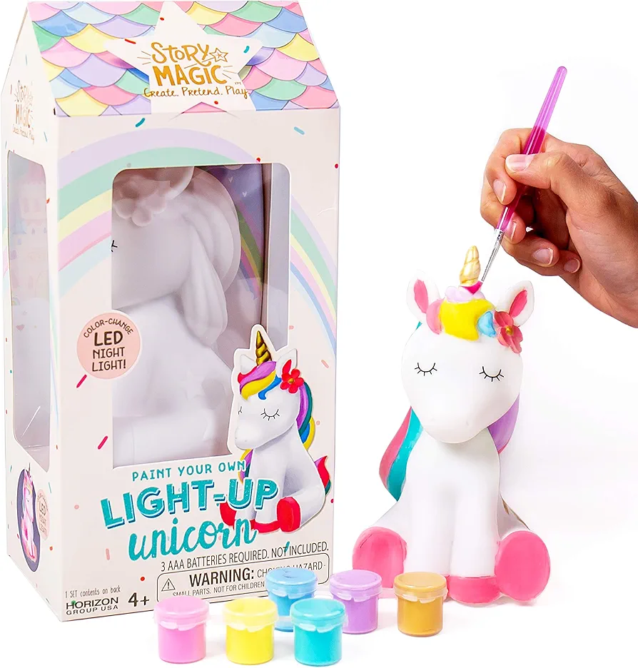Paint Your Own Light-Up Unicorn by Horizon Group USA, Paintable, Batteries Required, Color-Change, LED Night Light
