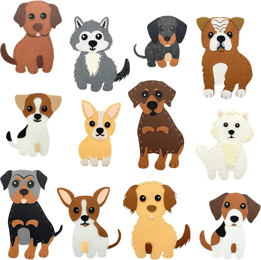 Vlokup Puppy Felt Sewing Kit for Kids, Animals Sewing Craft Kit for Beginners Ages 7 8 9 10 11 12， Educational and Fun Gift for Girls and Boys