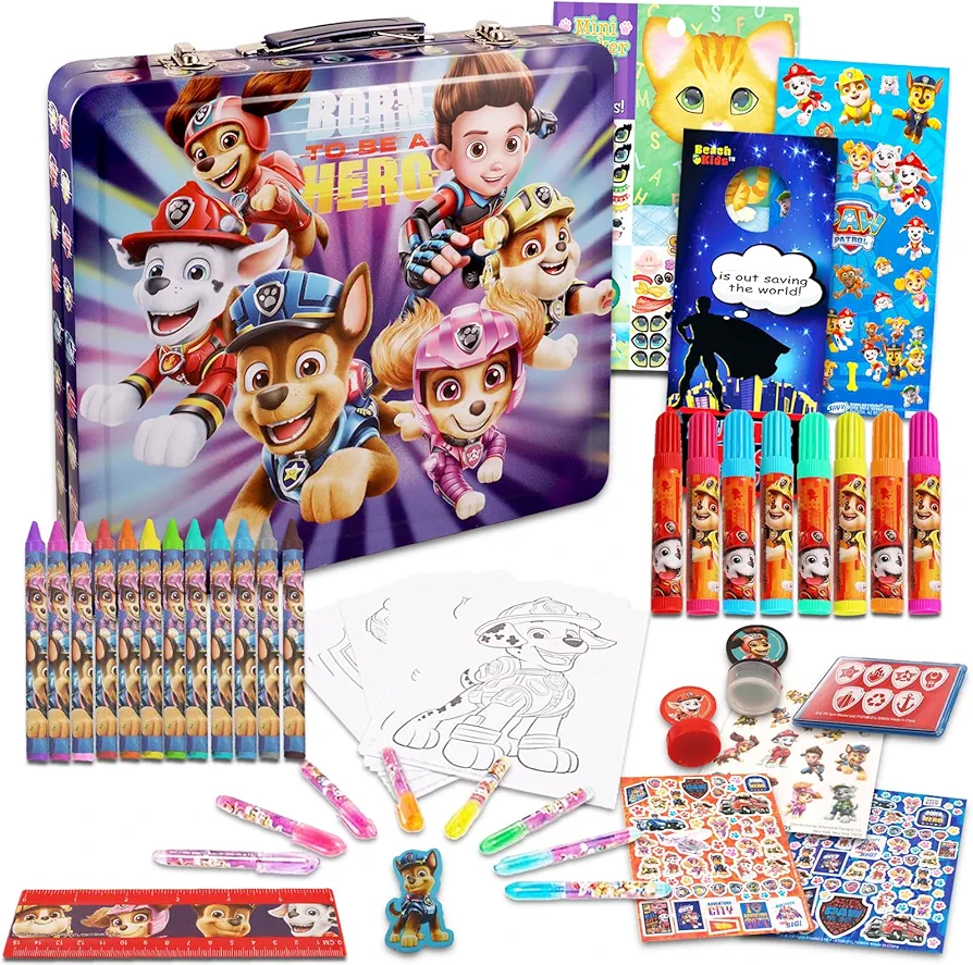 Paw Patrol Activity Tin Set - Bundle of Paw Patrol Arts and Crafts Supplies with Stickers and More for Boys and Girls | Paw Patrol Movie Tin