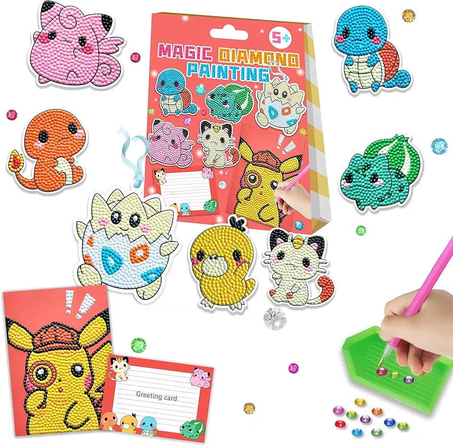 Diamond Art Painting Kit for Kids, Gem Art - Arts and Crafts Set for Children Ages 8-12 - 5D Diamond Stickers - Anime Gift for Boys and Girls Ages 4-12