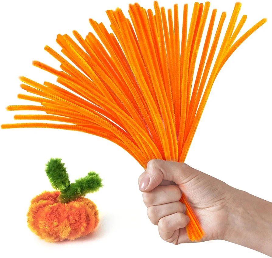 100PCS Orange Color Pipe Cleaners,Colored Pipe Cleaners for Crafts,Pipe Cleaners Set,Pipe Cleaner Craft,Art and Craft Supplies