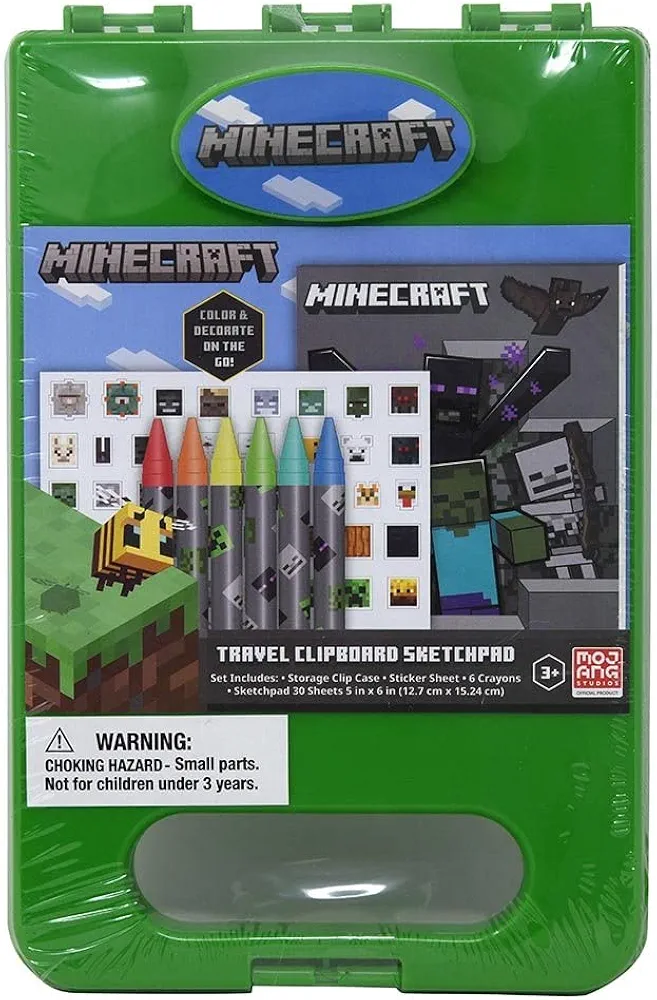 Innovative Designs Minecraft Travel Clipboard Sketchpad Coloring & Sticker Activity Set for Kids with Carrying Case