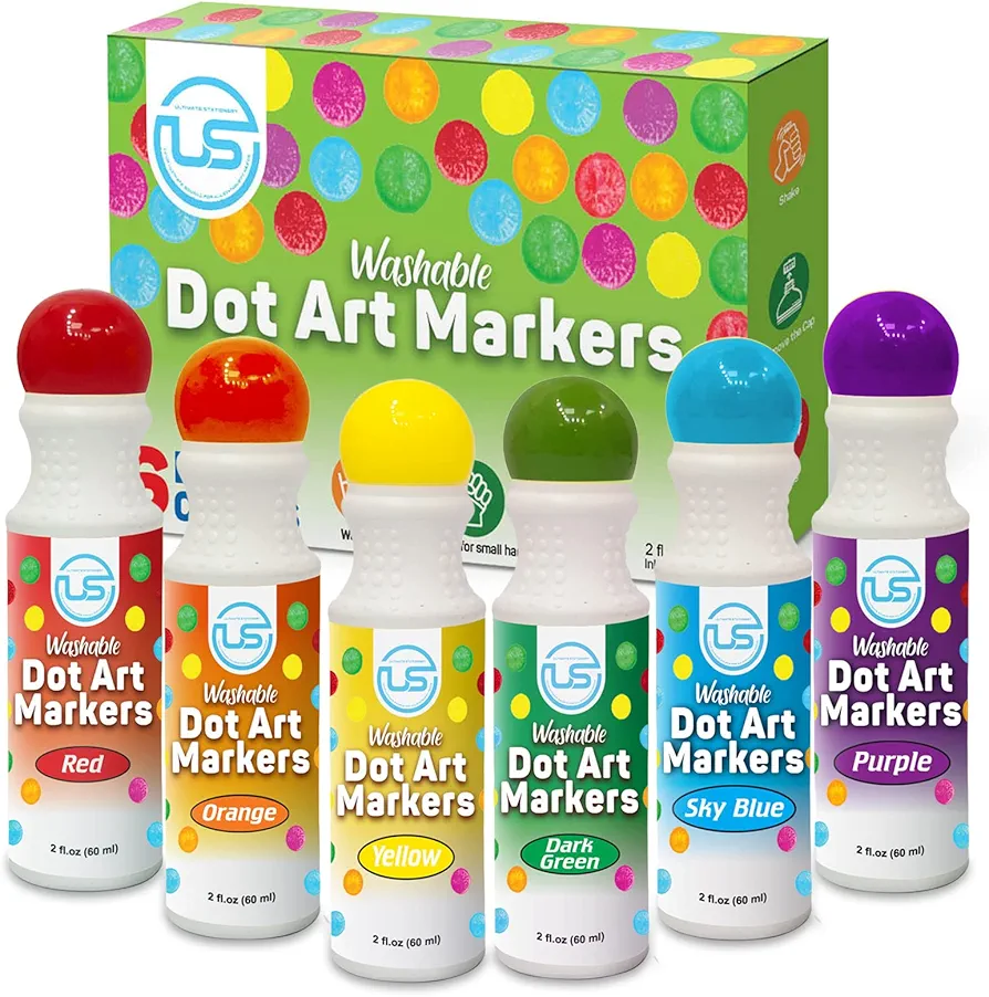 Dot Markers, Dot Markers for Toddlers, Dot Art, Dot Paints Washable for Kids, Bingo Daubers, Washable Dot Markers Toddler Arts and Crafts, Kindergarten Classroom Must Haves