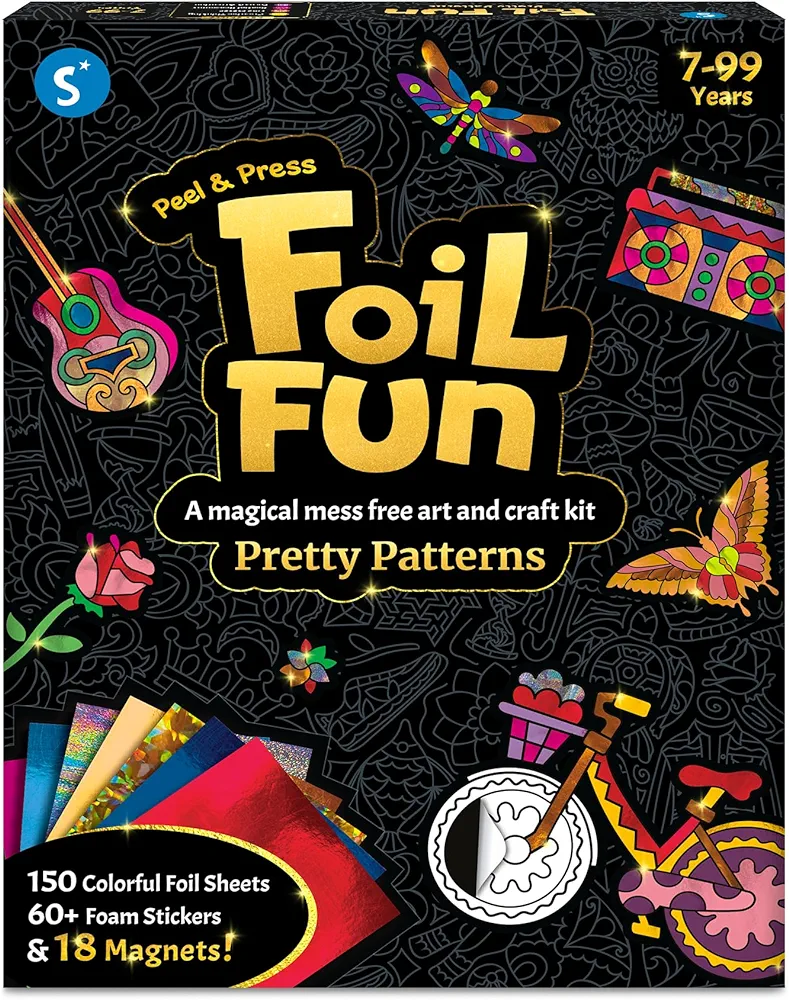 Skillmatics Art & Craft Activity - Foil Fun Pretty Patterns, Mess Free Art, Craft Kits, Magnets & Supplies, DIY Creative Activity, Gifts for Girls & Boys Ages 7, 8, 9, and Up