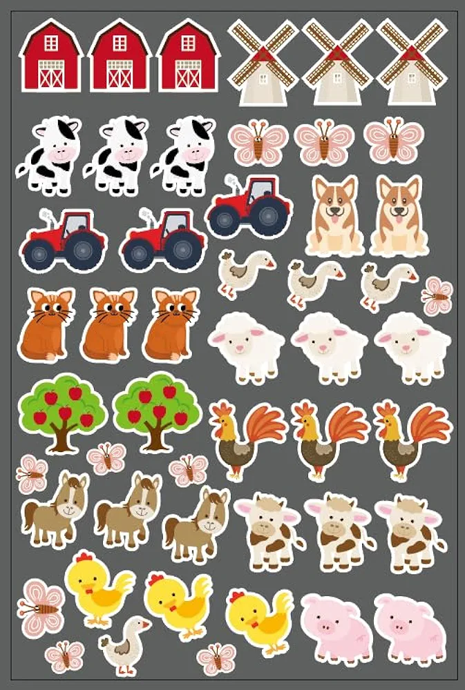 300Pcs Farm Animal Foam Stickers Mixed Cartoon Farm Animals Self-Adhesive Stickers Decals for DIY Art Craft Classroom Decor Birthday Party Supplies