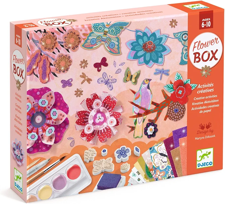 DJECO LGA Multi-Activity Craft Kit - Arts & Craft for Kids - Fun & Creative Activity for Family & Friends - Educational Coloring Art for Children 6+ Years Girls & Boys - The Flower Garden