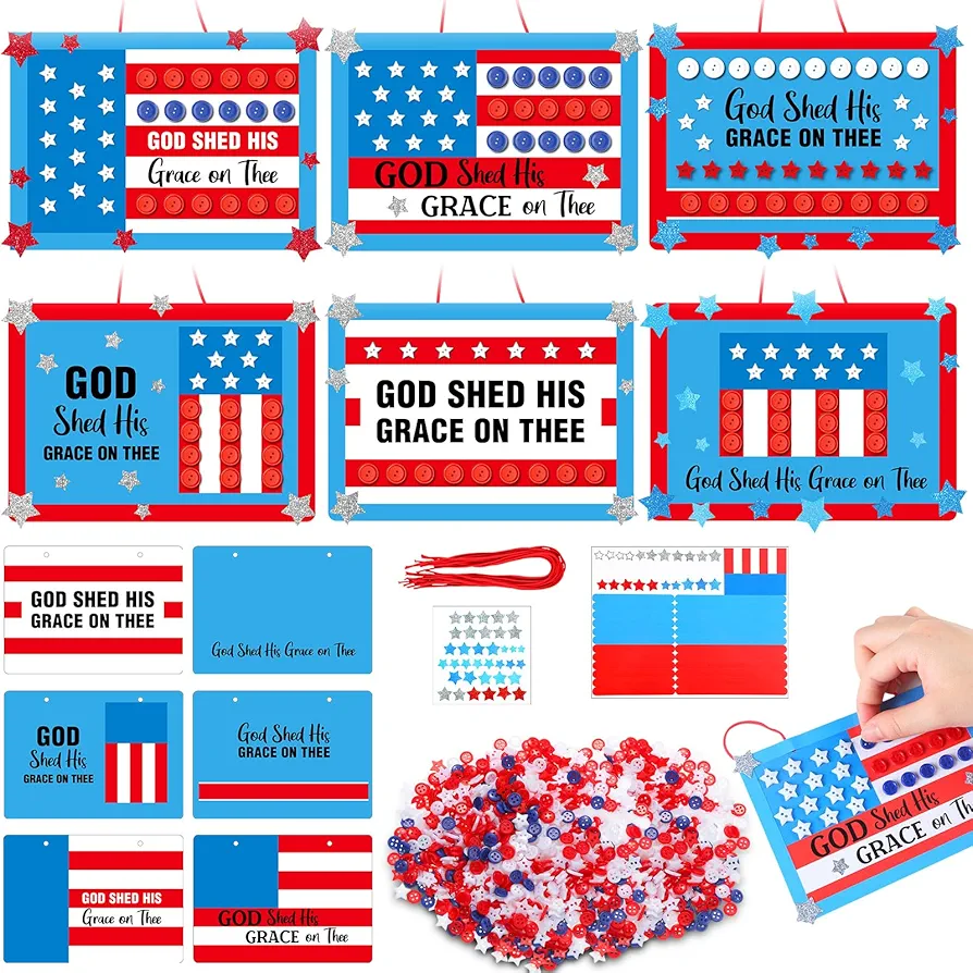 24 Set Patriot Day Craft for Kids Veterans Day Religious Christian Bible Crafts Faith Messaging Buttons Ornaments Church Patriotic DIY Kit Arts Decoration for Home VBS Classroom Activities
