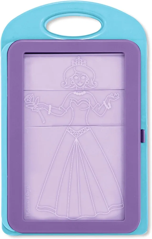 Melissa & Doug Princess Design Activity Kit - 9 Double-Sided Plates, 4 Colored Pencils, Rubbing Crayon