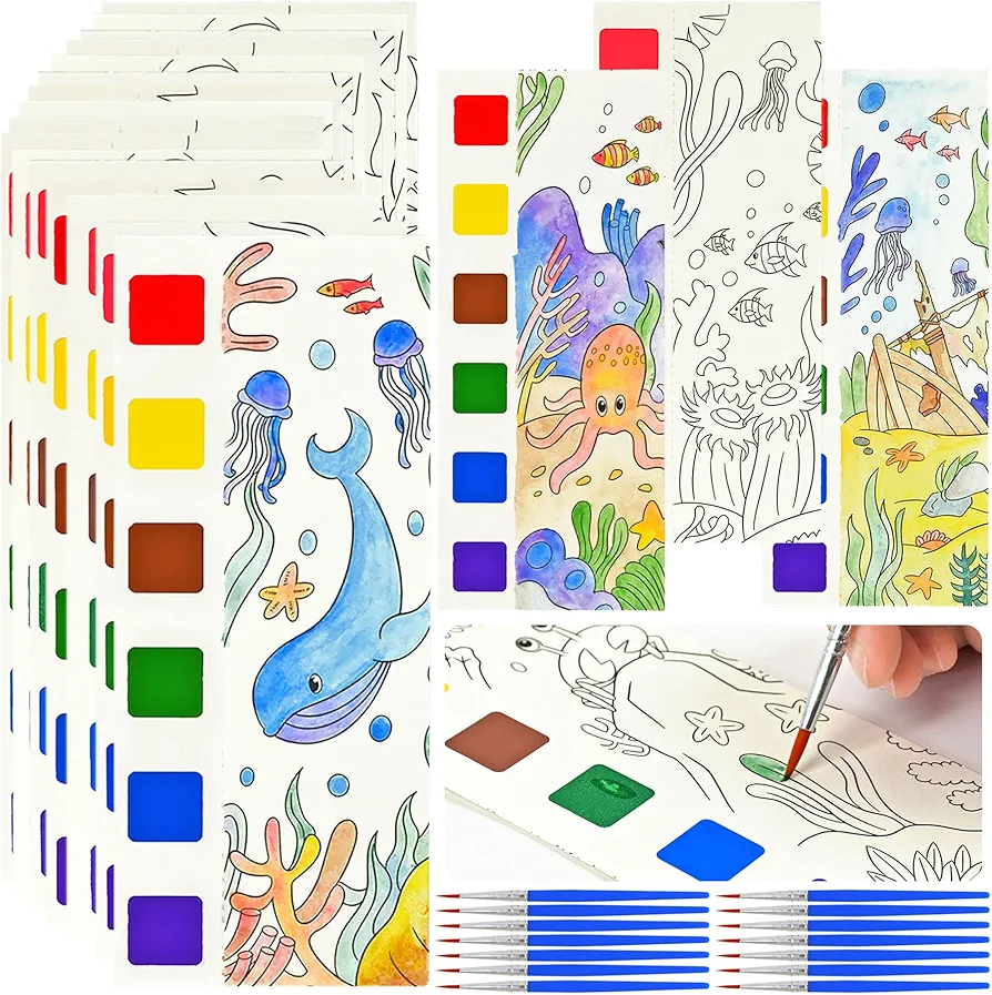 Vileafy 20 Under The Sea Party Favors for Kids Ages 4-8, Pockage Watercolor Painting Book -Paint with Water Mini Coloring Book for Art Party Favors (Sea Animals)