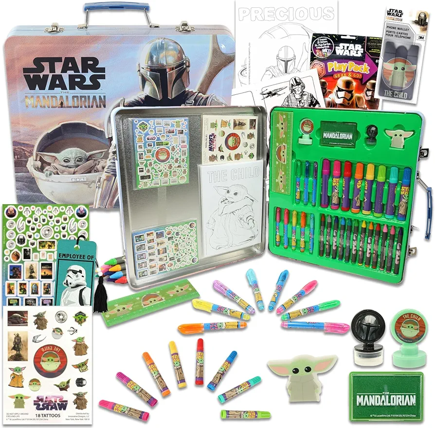 Baby Yoda Activity Set - 500+ Pc Baby Yoda Arts and Crafts Bundle Includes Mandalorian Activity Set with Activity Sheets, Coloring Pages, Stickers, Tattoos, More | Star Wars Activity Set for Kids