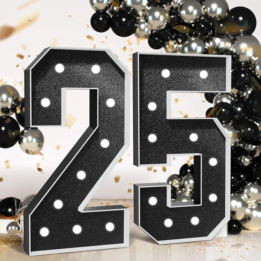 imprsv Black 10th Birthday Decorations Marquee Numbers, Large 4 Feet Tall Light Up Numbers