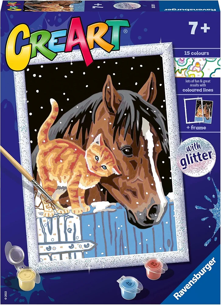 Ravensburger Stable Friends Paint by Numbers Kit for Kids - 20217 - Painting Arts and Crafts for Ages 7 and Up