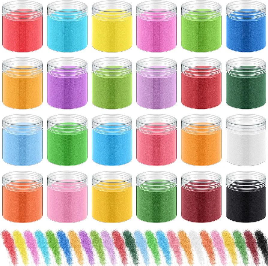 Wettarn 26.4 Ponds Colored Sand for Sand Art 24 Colors 17.6 oz Each with Storage Container Non Toxic Craft Sand Kit with Bottles for Halloween Sandbox Play Decorative Colored for Wedding Decorations
