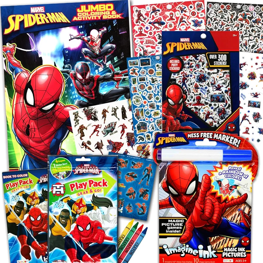 Spiderman Coloring and Activity Books Bundle with Imagine Ink Coloring Book, Stickers, and More