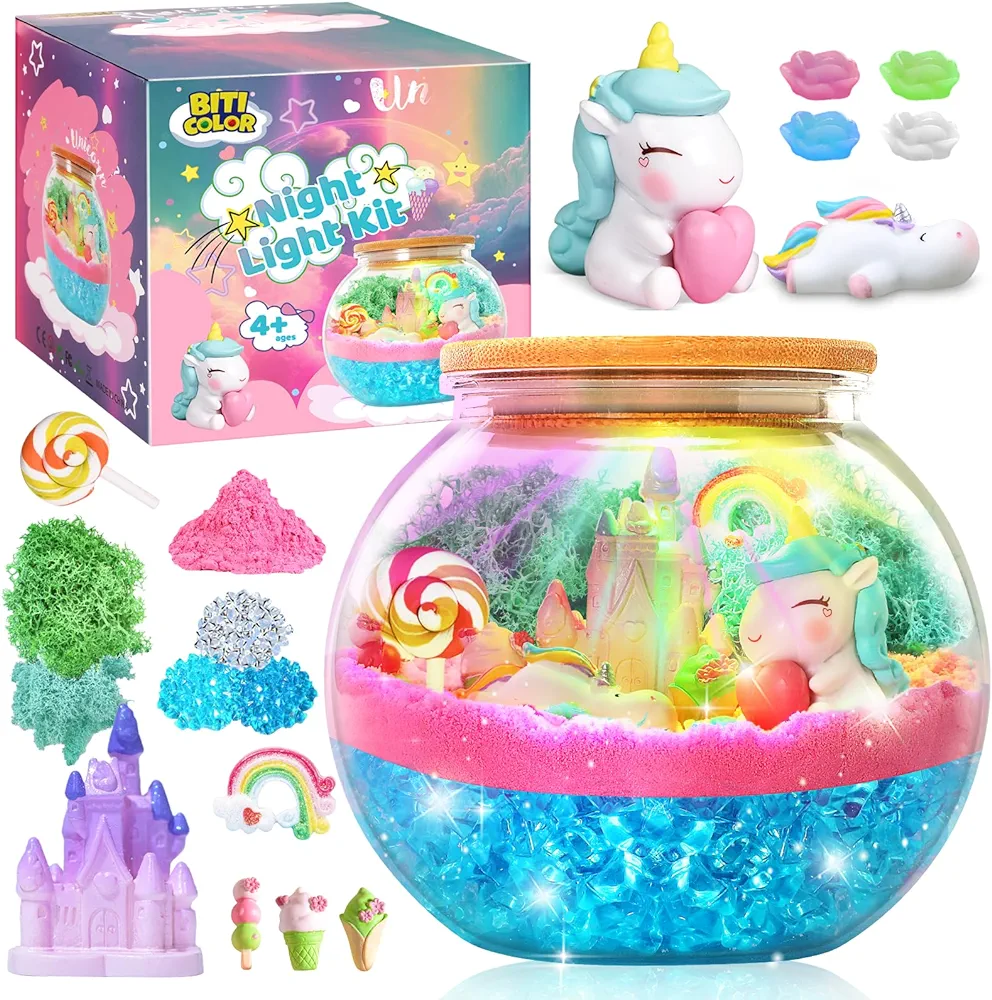 Terrarium Kit for Kids Light up Terrarium Arts and Crafts Kit for Girls Birthday Gifts Toy for Girls Ages 5 6 7 8+ Year Old